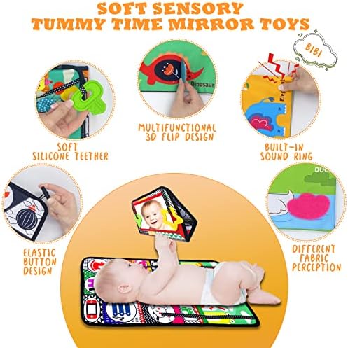 Brinquedos espelhados do tempo da barriga, brinquedos de espelho de bebê com brinquedos de bebê de alto