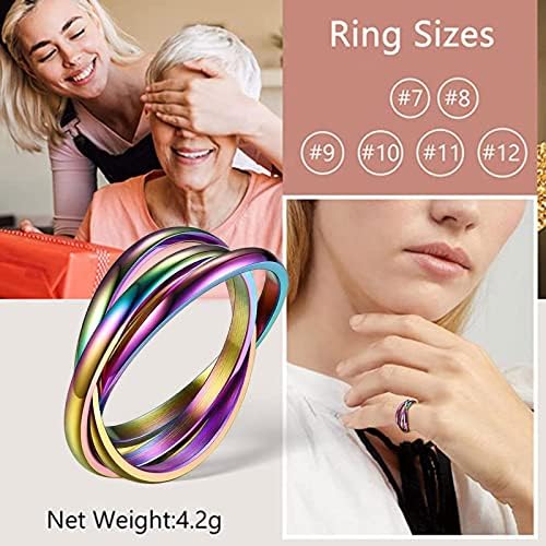 Anéis de unhas de anel de filha alta e baixa para mulheres descompressão colorida três anéis anel