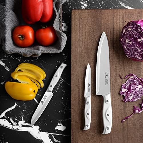 Faca de chef, faca de cozinha ultra nítida, faca de chef de aço inoxidável de alto carbono, 3-PC, faca de chefs de 8 polegadas, faca de 4,5 polegadas, faca de paring de 4 polegadas