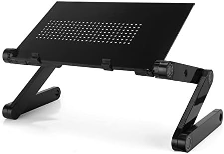 Mesa de laptop de alumínio hiermi com suporte de laptop dobrável com almofada de mouse, mesa de colo de laptop ergonômica com ventilação de calor