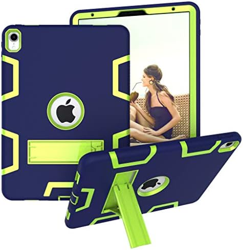 Jaorty 3 em 1 híbrido [Soft & Hard] Stand robusto de serviço pesado Tampa de choque anti-lixo anti-lixo casos de proteção de corpo inteiro para Apple iPad Pro 11 polegadas 2018, azul/verde