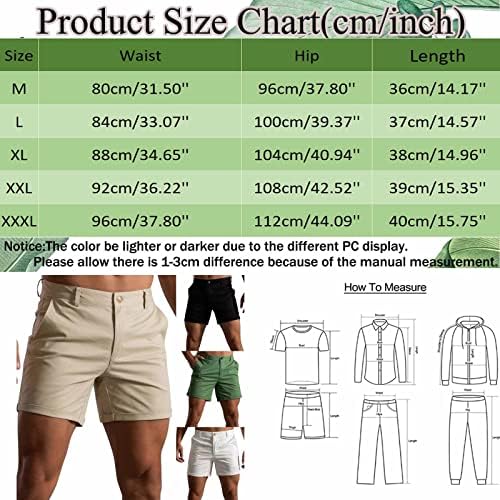 Shorts casuais masculinos de Wocachi 5 polegadas Cargo frontal chino shorts de verão, treino de verão, shorts