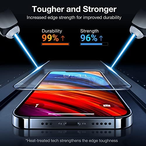 Torras Diamond Shield para iPhone 13 Pro Screen Protector, iPhone 14, iPhone 13 Protetor de tela Temperado com vidro com borda fortalecida 9H Drafidade [cobertura total] Antans impressão 2, 6.1