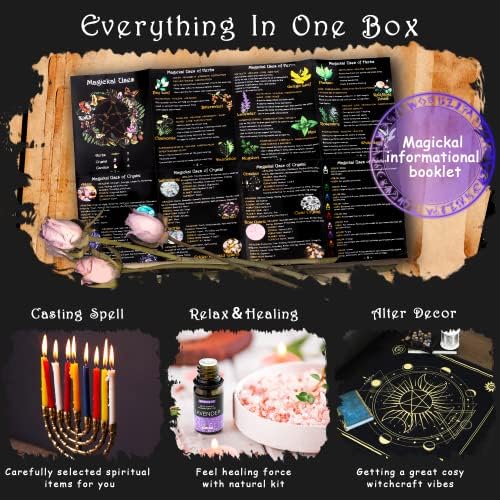 [Atualizado] kit de feitiços de matéria de bruxa de bruxa, 61 PCs suprimentos e ferramentas de WicCan,
