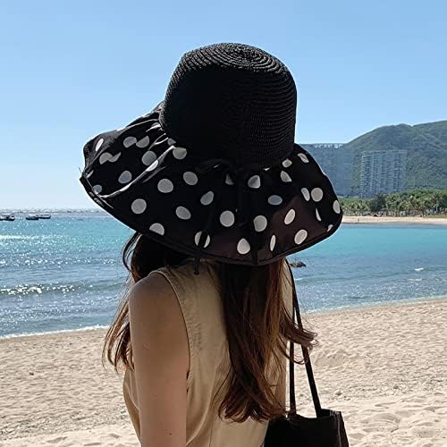 Chapéu de balde embalável feminino largo de verão fluppy bap bap bap de praia de praia sol chapéu upf 50+