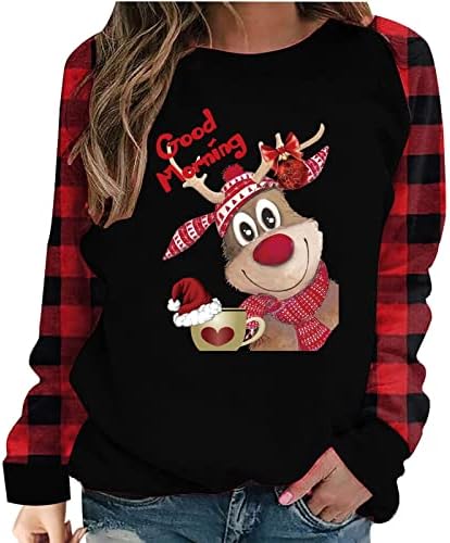 4zhuzi suéter de natal fofo para mulheres engraçadas renas de animais de manga longa camisas de manga longa