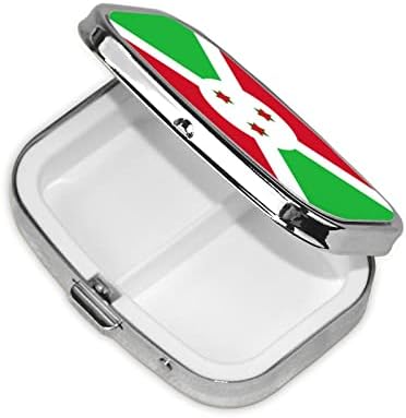 Burundi Flag Square Mini Box Box Medicine Compartamentos Organizador Caixa portátil de comprimido de metal portátil