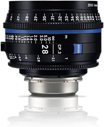 Zeiss Compact Prime CP.3 Formato grande, foco manual, lente de cinema de quadro completo, 28mm T2.1, montagem eletrônica