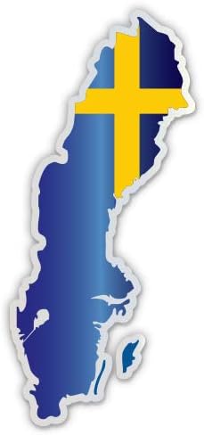 GT Graphics Suécia Mapa Flag country Shape - Adesivo de vinil de 3 - Para laptop de carro I -pad capacete de