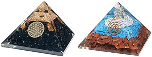Pirâmides de turmalina preta, jasper vermelho e tourqoise orgone pirâmides cura orgonita orgonita pedras