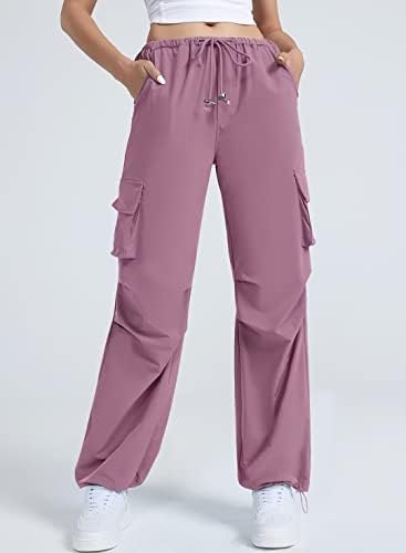 Calças de pára -quedas de allytok para mulheres calças de carga folgadas y2k com bolsos calças de streetwear de cordão