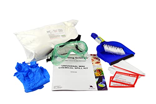 Kit Universal Mini Spill - para a maioria dos derramamentos químicos - inclui absorvidos, EPI, pó de pó, escova, sacos, tags - a coleção química com curadoria, inovando a ciência