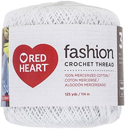 Red Heart Fashion Crochet Thread, 3, branco 375 pés