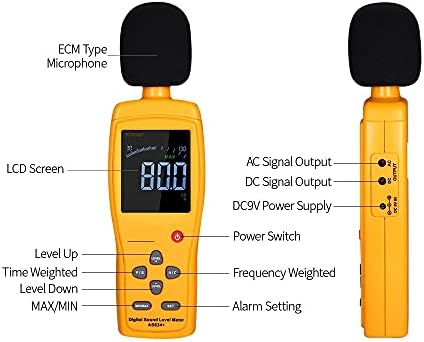 SDFGH Digital LCD Som Nível de som Medidor 30-130dB Volume de ruído Medição do instrumento de decisões Testador de monitoramento