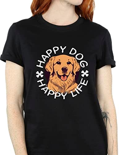Animais de estimação, cachorro feliz feminino, vida feliz namorado, camiseta Fit Fit