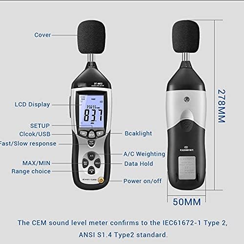 Faixa de quul 30-130 dB Teste de volume do medidor de ruído do medidor com o gravador de som da interface
