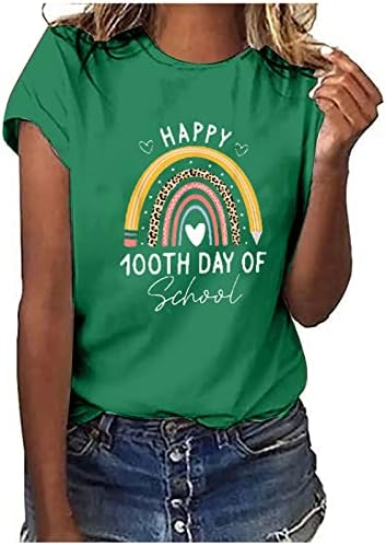 Feliz 100 dias Rainbow Professores 100º dia de escola meninos meninas camisetas 2023 Túnicas de manga curta