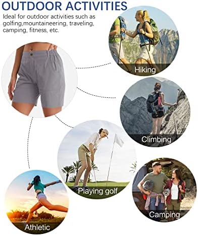 Shorts de golfe feixiang para mulheres à prova d'água de caminhada leve, mulheres com bolsos para caminhadas