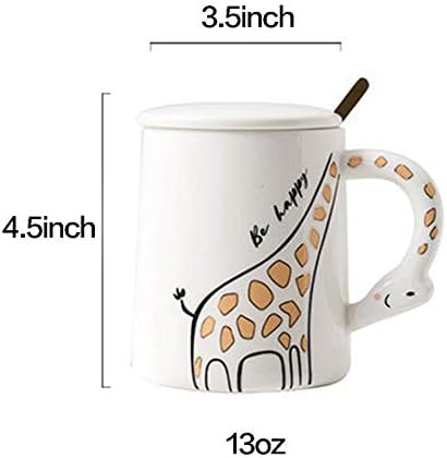Mathew O Cofra -caneca de caneca de café com carrinho em relevo com colher de tampa, girafa