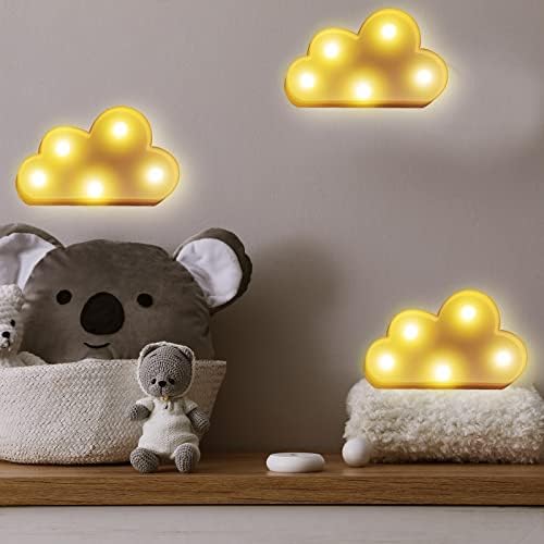 3 PCs Led Cloud Night Lights Lamps LED SIGN Night Lights Lâmpada pode ser pendurada na parede da sala de crianças luz Luz fofa de decoração de decoração noturna para decorações de viveiro de bebês