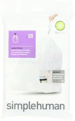 Código Simplehuman G Sacos de lixo de cordão personalizado em pacotes de dispensadores, 30 litros / 8 galões,