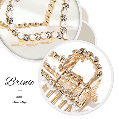 Brinie Pearl Hair Garra Clipes de cabelos dourados mini clipes de garra para cabelos finos Acessórios