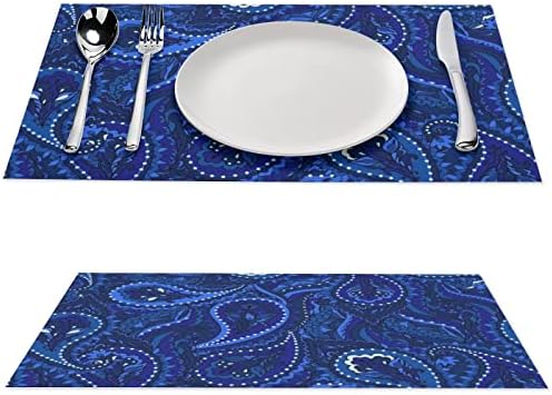 Blue Paisley Plástico Jantar Table 17,7 x 11,8 PVC Pad Pad Tampa Retângulo Protetor de Protetor