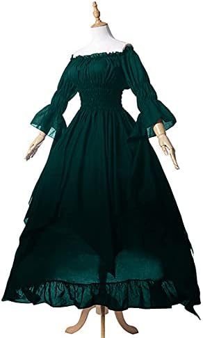 Vestido renascentista vestido medieval jeansise camponês tops irlandeses com alto vestido vitoriano de baixo