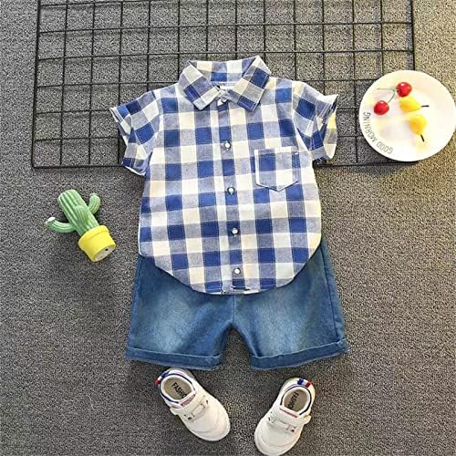 Patpat Toddler Boy Roupfits Costa do bebê Butão de manga curta para baixo camisa e shorts Conjunto