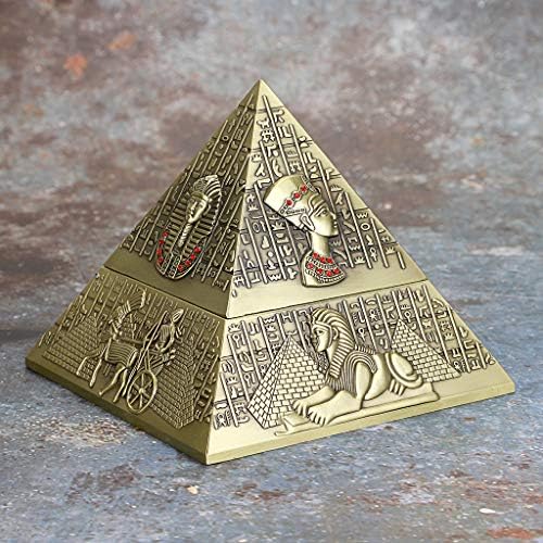 Pirâmide de metal à prova de vento Hipiwe - Cinzel de cinzas de cigarro egípcio vintage com tampa,