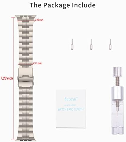 banda de titânio baozai compatível com a banda Apple Watch 49mm 45mm 44mm 42mm, banda esportiva de titânio para Apple Watch Ultra Series 8/7/6/5/4/3/2/1/se homens