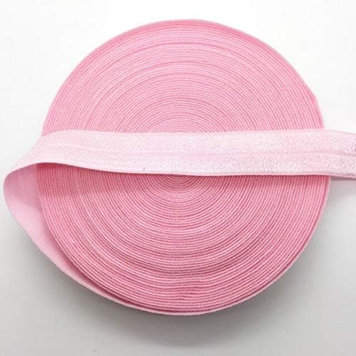 Selcraft 5yards/lote 5/8 15mm Pink multirole dobra sobre spandex elástico banda de cetim Ties acessórios de cabelo noção de costura de renda - Númulo rosa.1265
