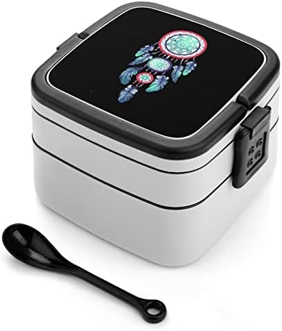 Dream Catcher Lunch Bogue Box de camada dupla portátil Bento Caixa de grande capacidade Recipiente de alimentos de alimentos com colher