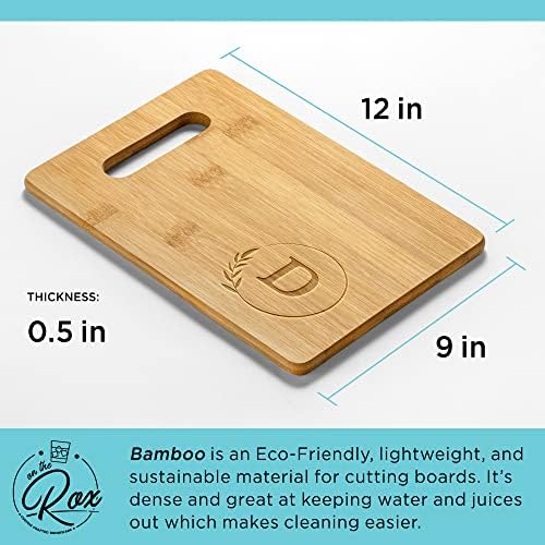 Nas placas de corte monogramas de Rox - 9 ”x 12” A a Z Placa de bambu gravado personalizada - grande tábua de madeira personalizada com iniciais - Presentes de cozinha personalizados de madeira personalizados