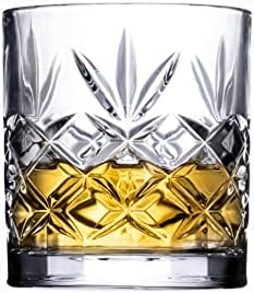 Copos de uísque de arte royalty - conjunto de 4 copos de cristal premium com o design distinto de Kinsley -