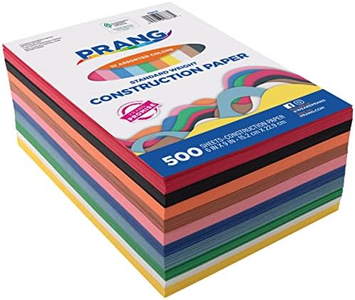 Paper de construção de Prang, 10 cores variadas, peso padrão, 6 x 9, 500 folhas