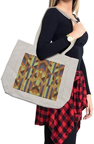 Bolsa de compras de tons de terra de Ambesonne, padrão geométrico com estilo retrô inspirado na complexidade