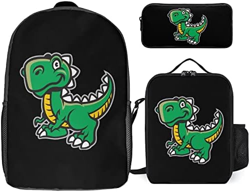 Cartoon Dinosaur School Backpack Conjuntos para Student Fo Cute impressa Livro Set com lancheira isolada e caixa