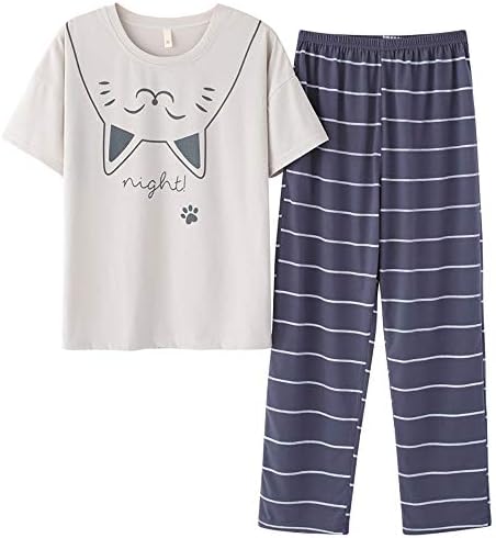 Pijama de unicórnio fofo de garotas grandes - manga curta e calça conjunto de pré -adolescentes/adolescentes