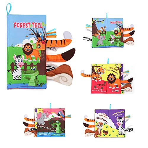 Livros de Crinkle para bebês, tocar e sentir um livro de pano de floresta para bebês Baby Toys