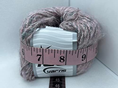 Fio de torção cinza rosa com sugestão de rosca prateada metálica - mistura de Lurex de poliéster de lã acrílica, 1,76 onças 114 jardas