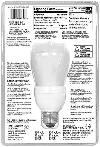 ECOSMART 50W equivalente 2700K R20 LUZ CFL DIMMÁVEL CFL, branco macio