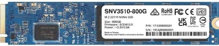 Synology M.2 22110 NVME SSD SNV3510 800GB & 10GB Ethernet e M.2 Card E10M20-T1, RJ-45; 1 porta