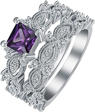 Soehir noivado zircões feminino anéis de casamento definido anéis de jóias para mulher diamante ladies anel de anel de temperatura do conjunto