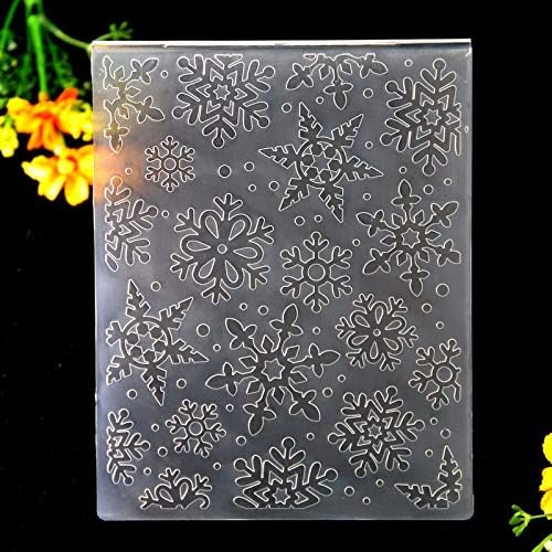 Kwan Crafs Christmas Snowflake Plástico Pastas de gravação para fazer cartões de recortes e outros artesanato em papel, 12,1x15.2cm