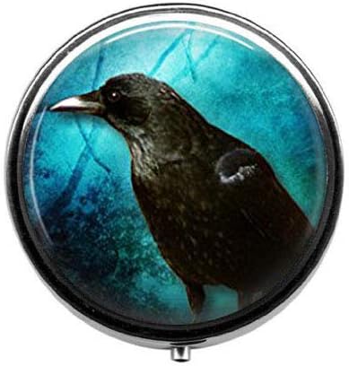 Raven na caixa de comprimidos de cúpula de vidro bayou, jóias de corvo