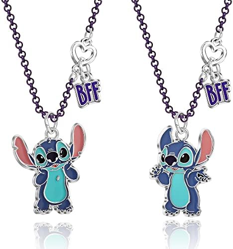 Disney Lilo & Stitch Girls Bff Bff Set de 2 - Melhores amigos colares com BFF e Charm de Stitch - Jóias de costura - Melhores amigos colares