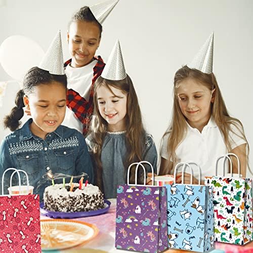 24 Pack Party Favor Saco com Handles - ROVA BONITOS DE PRESENTE ANIMAL PARA CRIANÇAS Para crianças, Goodie Candy Treat Smags for Boys Girls Animal Birthday Party Supplies Rainbow Colors Cookie Gift.