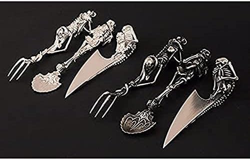 Calhas esqueléticas de Halloween de Halloween Glcdbu, 3 PCs Sketware de talheres de metal Skekleton Forkknife,