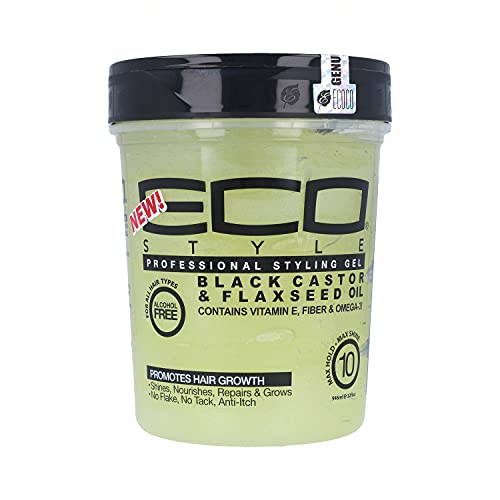 Gel de estilo Eco Eco - óleo de linhaça de mamona preta - brilho duradouro - nutre e repara cabelos danificados